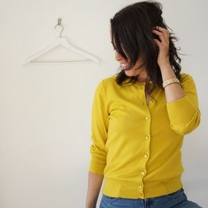 Yellow Preppy J Crew Cardigan